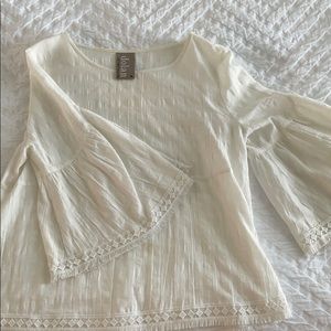 Anthropologie Bell Sleeve Cream Blouse